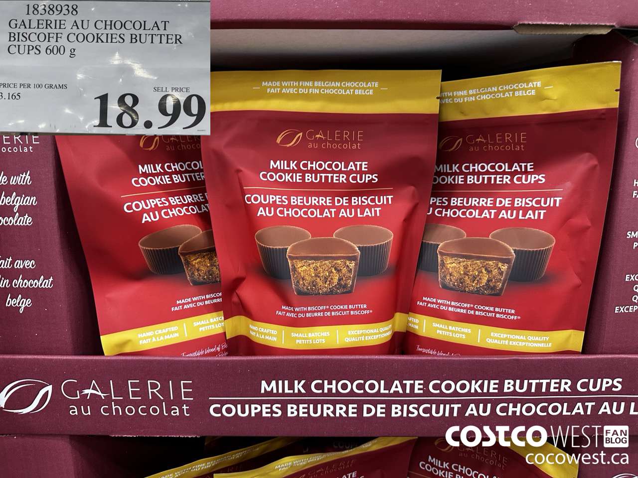 1838938 GALERIE AU CHOCOLAT BISCOFF COOKIES BUTTER CUPS 600G $18.99