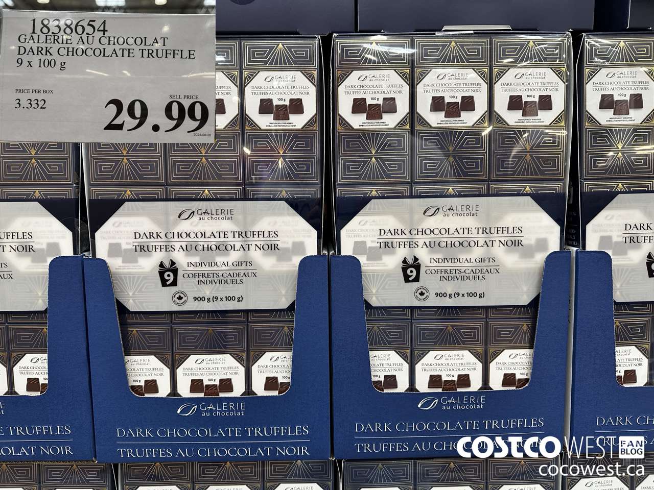 1838654 GALERIE AU CHOCOLAT DARK CHOCOLATE TRUFFLE 9 X 100G $29.99