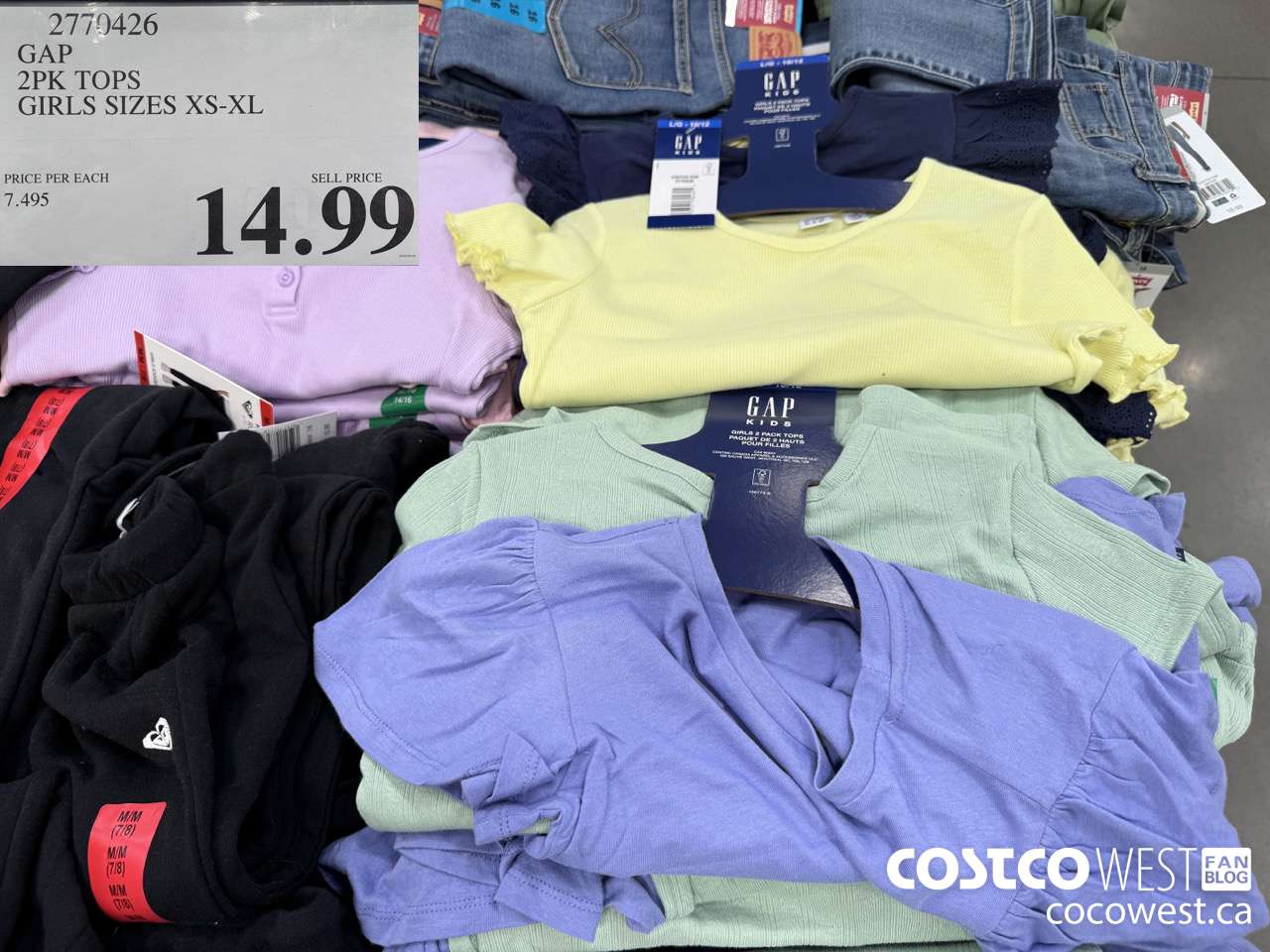 2770426 GAP 2PK TOPS GIRLS SIZES XS-XL $14.99