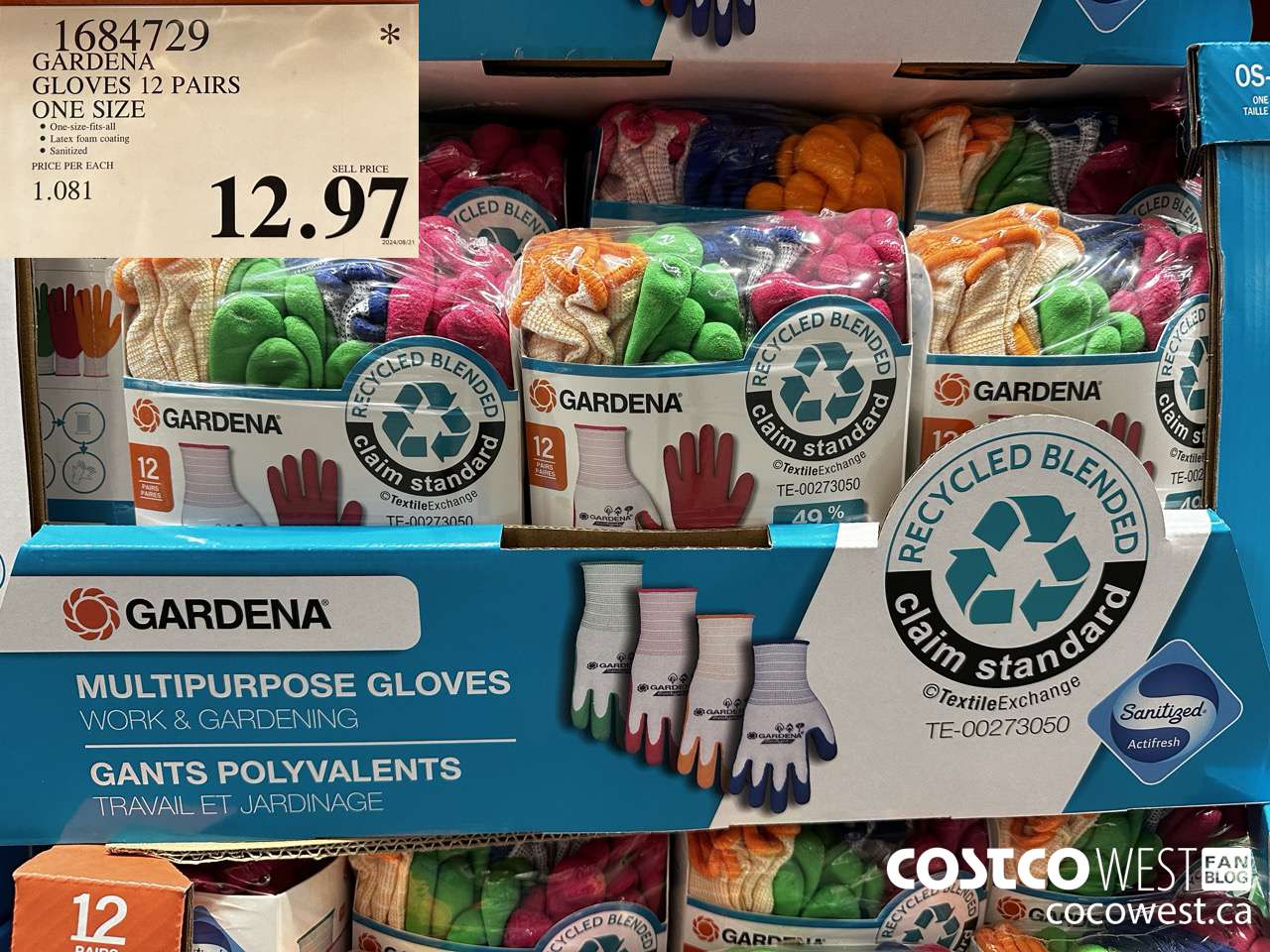 1684729 GARDENA GLOVES PACK OF 12 ONE SIZE $12.97