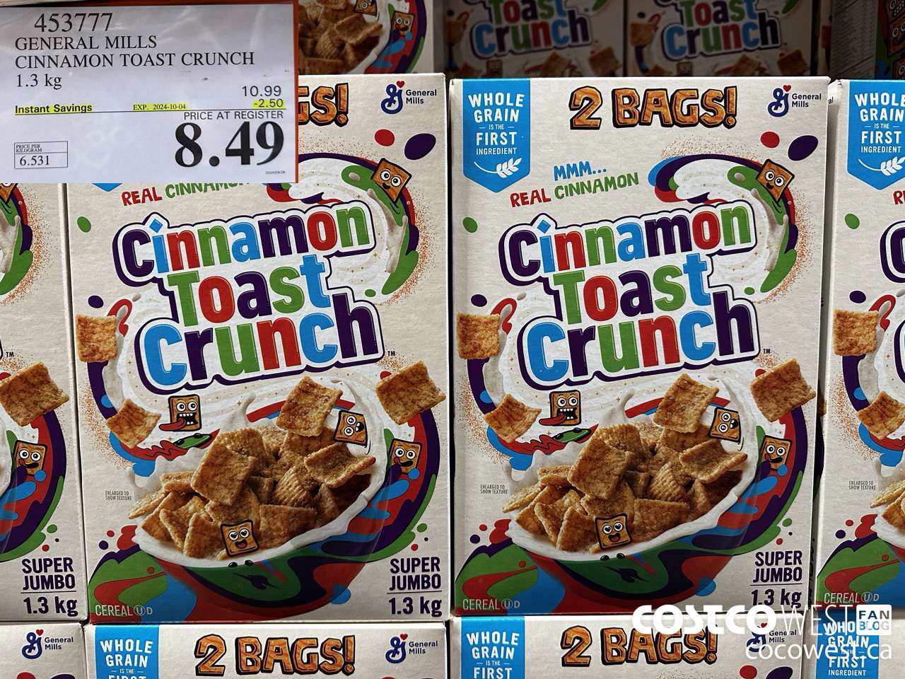 453777 GENERAL MILLS CINNAMON TOAST CRUNCH 1.3 kg ($2.50 INSTANT SAVINGS EXPIRES ON 2024-10-04) $8.49