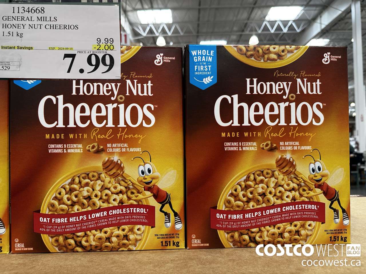 1134668 GENERAL MILLS HONEY NUT CHEERIOS 1.51 kg ($2.00 INSTANT SAVINGS EXPIRES ON 2024-09-15) $7.99