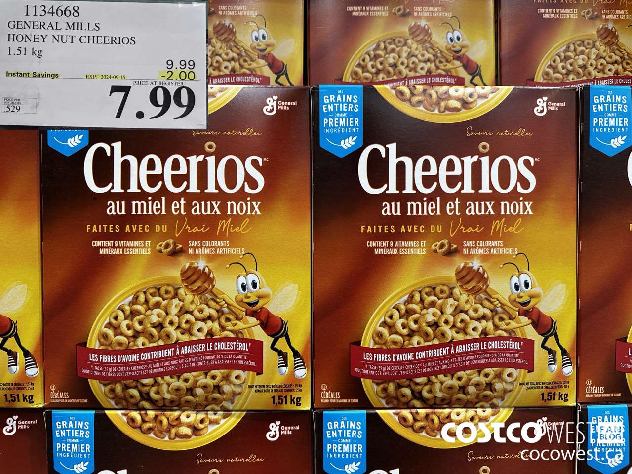 1134668 GENERAL MILLS HONEY NUT CHEERIOS 1.51 kg ($2.00 INSTANT SAVINGS EXPIRES ON 2024-09-15) $7.99