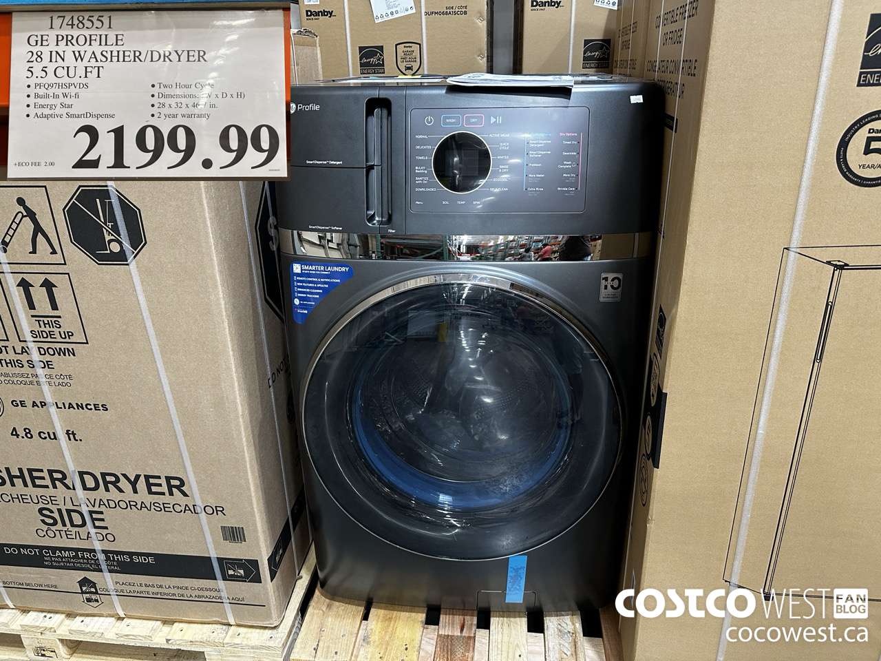 1748551 GE PROFILE 28 IN WASHER/DRYER 5.5 CU FT $2199.99