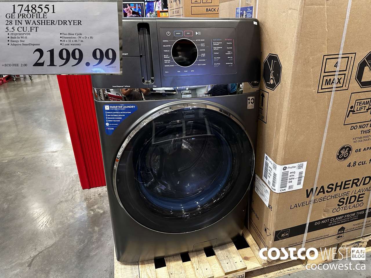 1748551 GE PROFILE 28 IN WASHER/DRYER 5.5 CU FT $2199.99