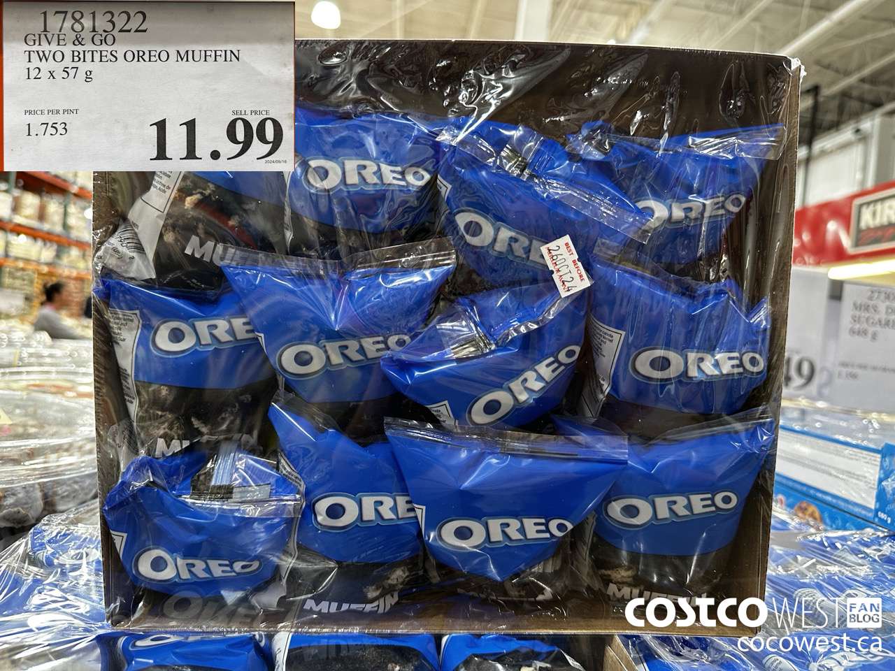 1781322 GIVE & G TWO BITES OREO MUFFIN 12 X 57G $11.99