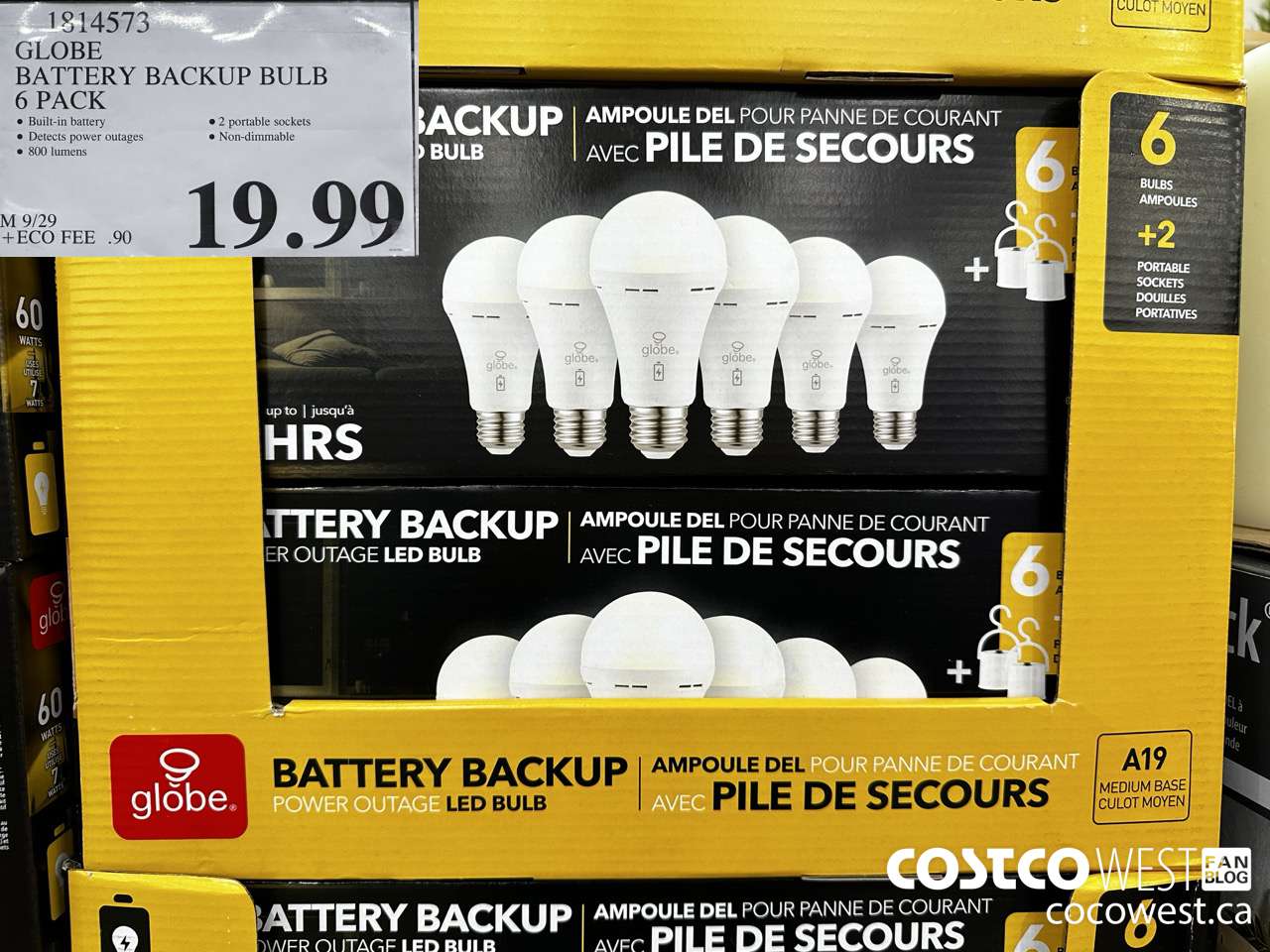 1814573 GLOBE BATTERY BACKUP BULB 6 PACK $19.99
