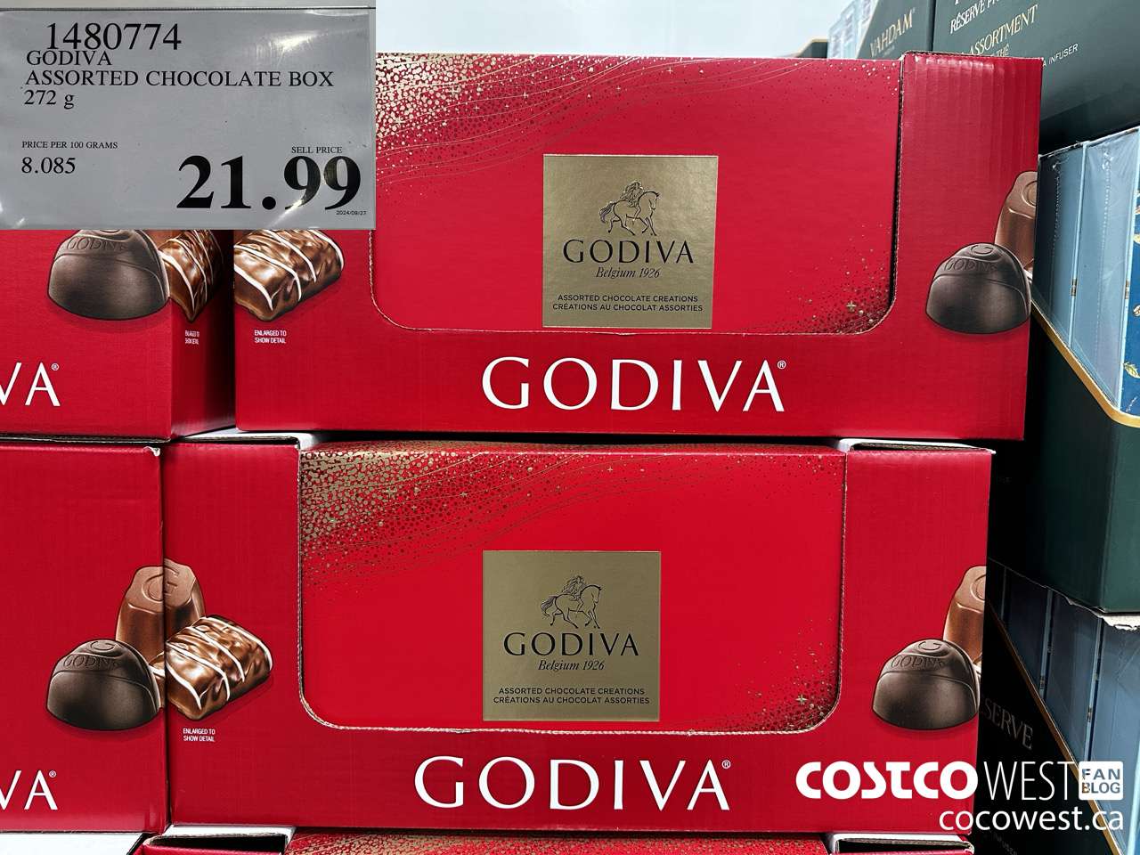1480774 GODIVA ASSORTED CHOCOLATES 272 G $21.99