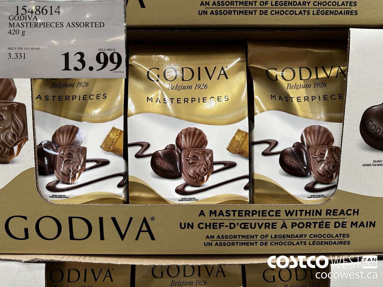 1548614 GODIVA MASTERPIECES ASSORTED 420 g $13.99