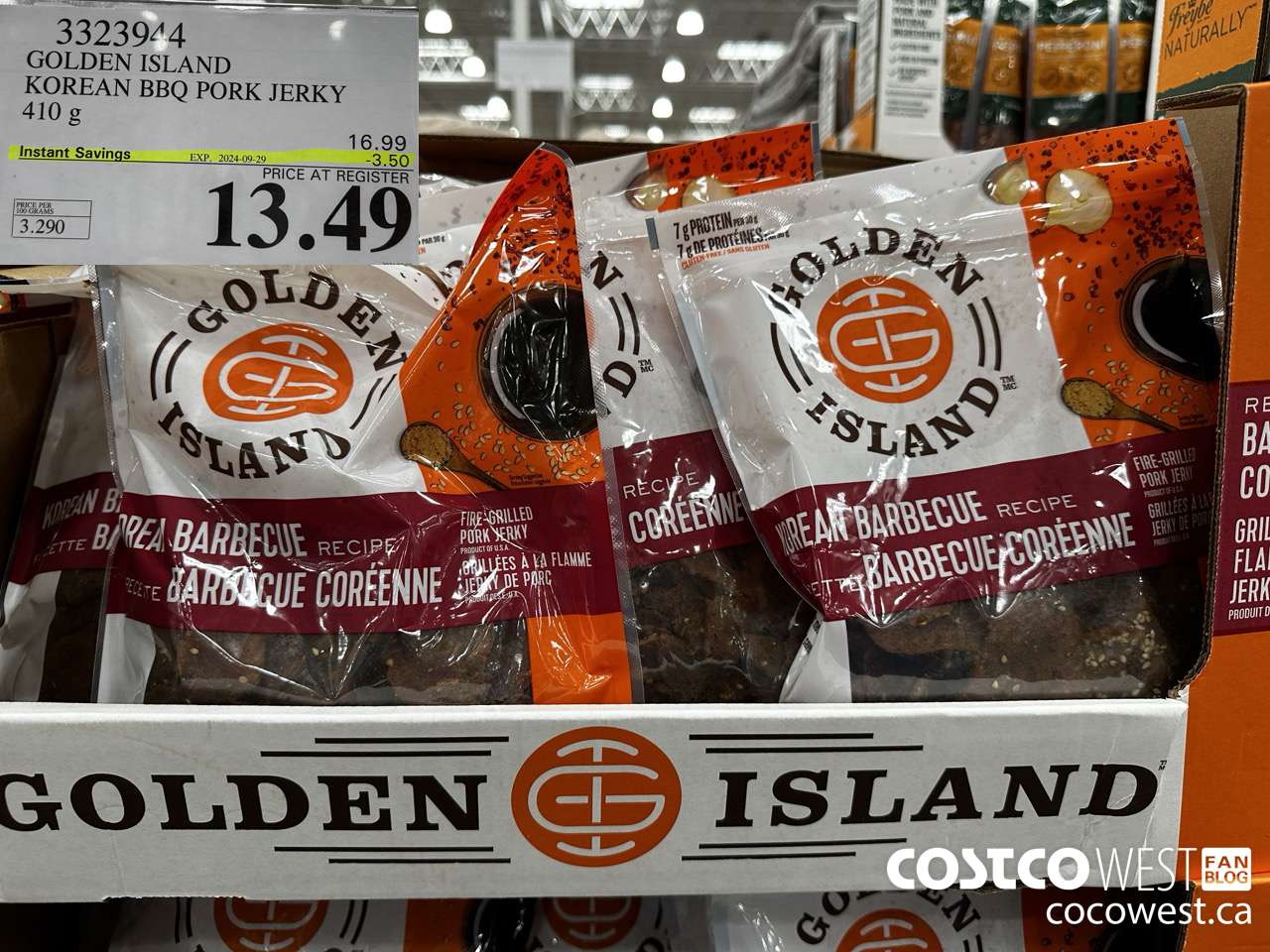 3323944 GOLDEN ISLAND KOREAN BBQ PORK JERKY 410G ($3.50 INSTANT SAVINGS EXPIRES ON 2024-09-29) $13.49