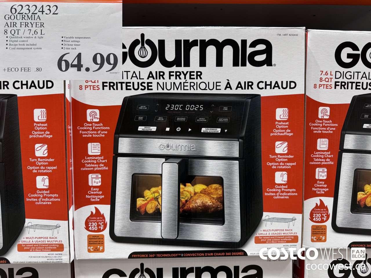 6232432 GOURMIA AIR FRYER 8 QT / 7,6 L $64.99