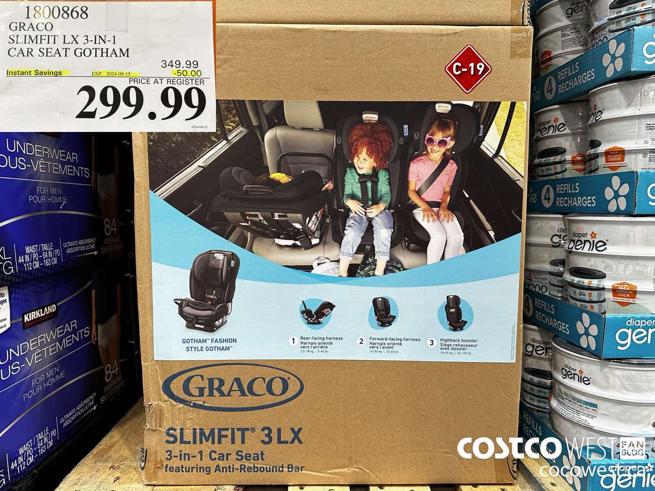 1800868 GRACO SLIMFIT LX 3-IN-1 CAR SEAT GOTHAM ($50.00 INSTANT SAVINGS EXPIRES ON 2024-09-15) $299.99