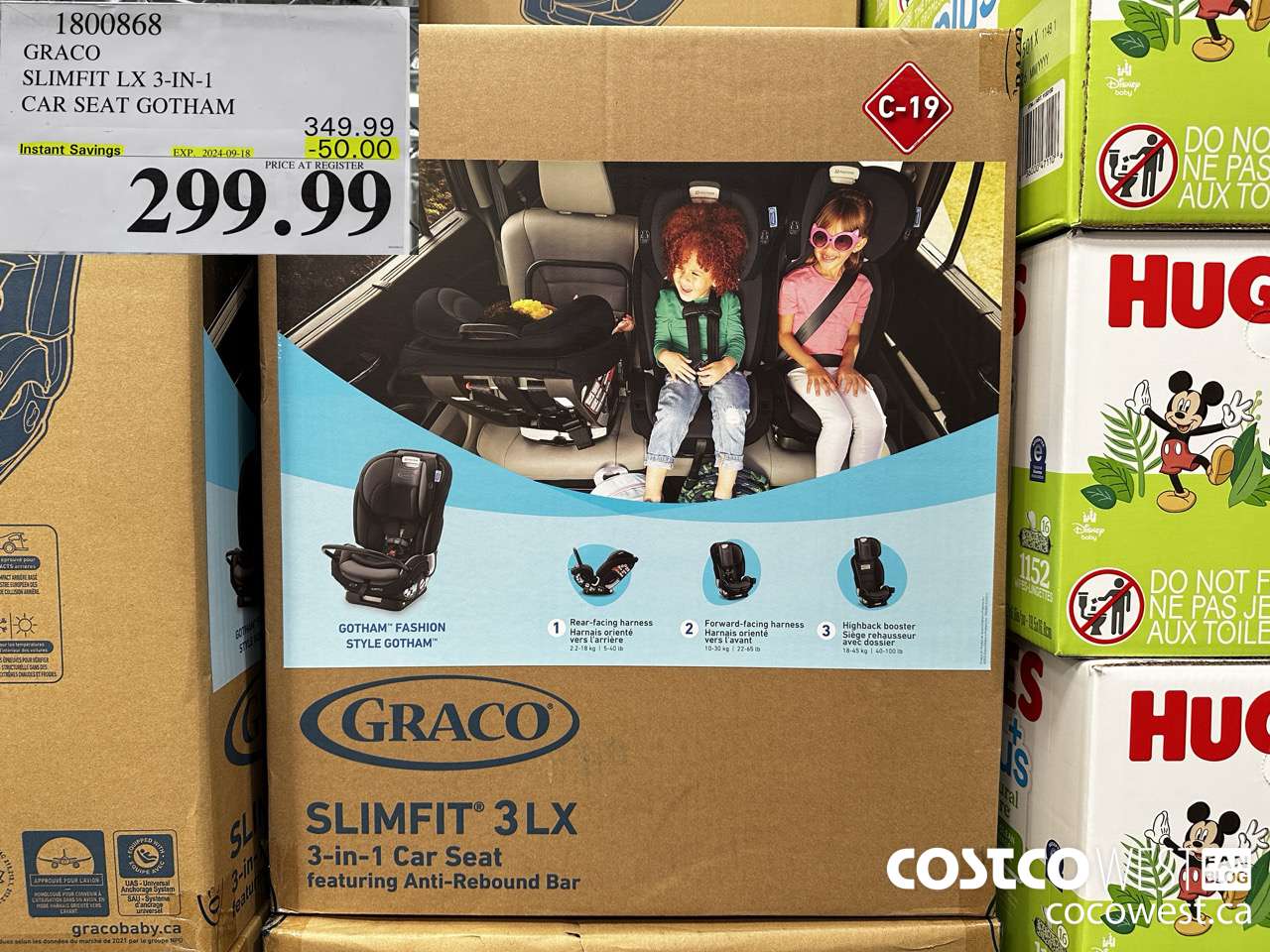 1800868 GRACO SLIMFIT LX 3-IN-1 CAR SEAT GOTHAM ($50.00 INSTANT SAVINGS EXPIRES ON 2024-09-18) $299.99