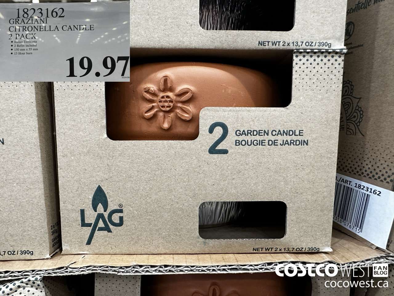 1823162 GRAZIANI CITRONELLA CANDLE 2 PACK $19.97