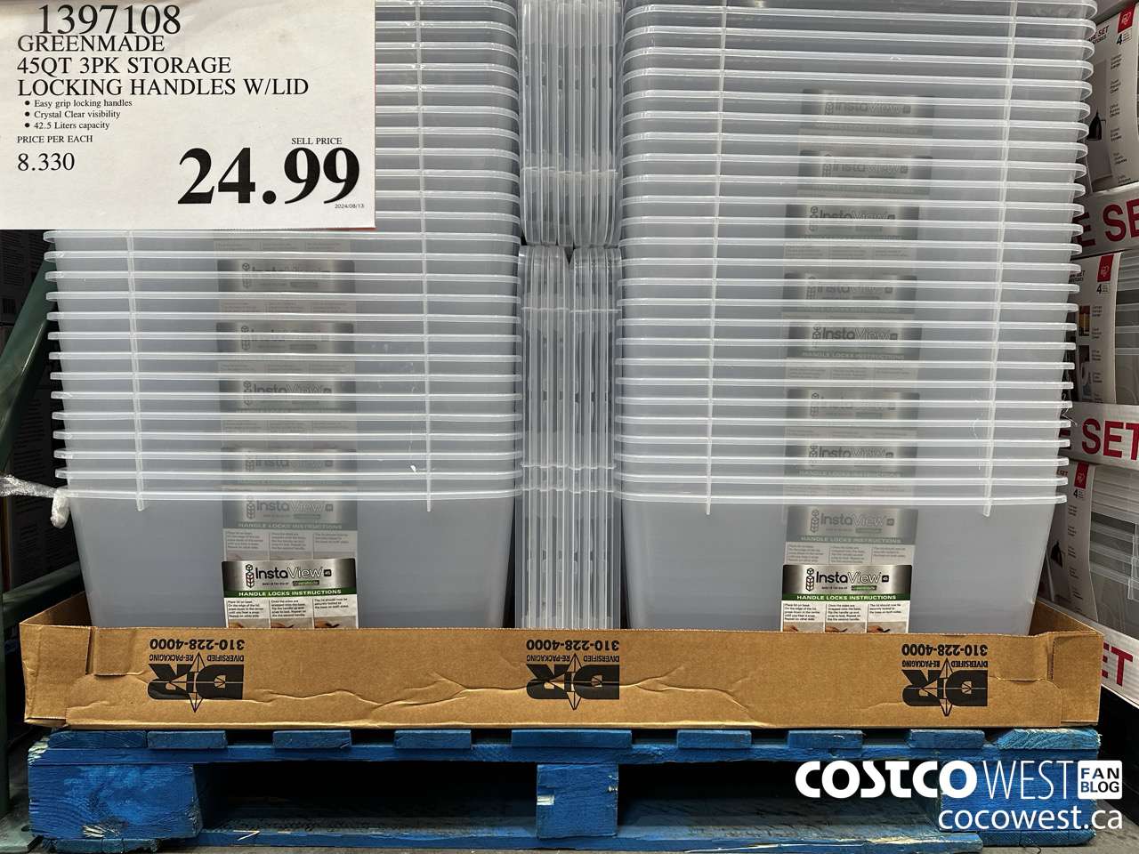 1397108 GREENMADE 45QT 3PK STORAGE LOCKING HANDLES W/LID $24.99