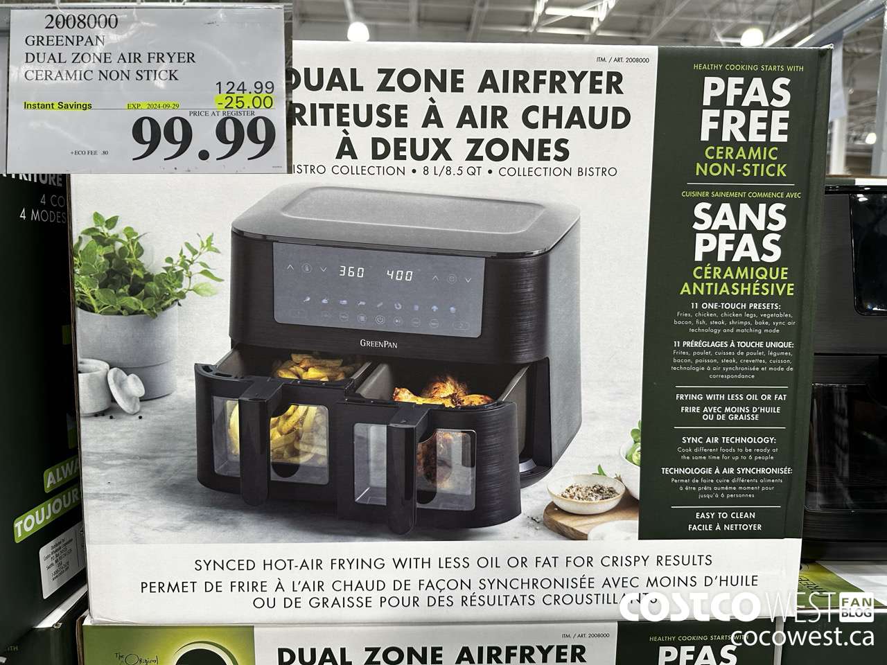 2008000 GREENPAN DUAL ZONE AIR FRYER CERAMIC NON STICK ($25.00 INSTANT SAVINGS EXPIRES ON 2024-09-29) $99.99