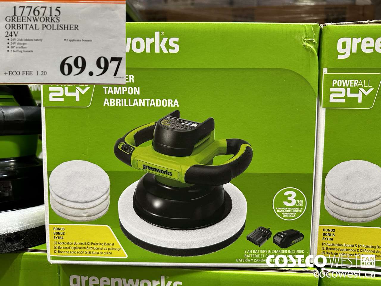 1776715 GREENWORKS ORBITAL POLISHER 24V $69.97