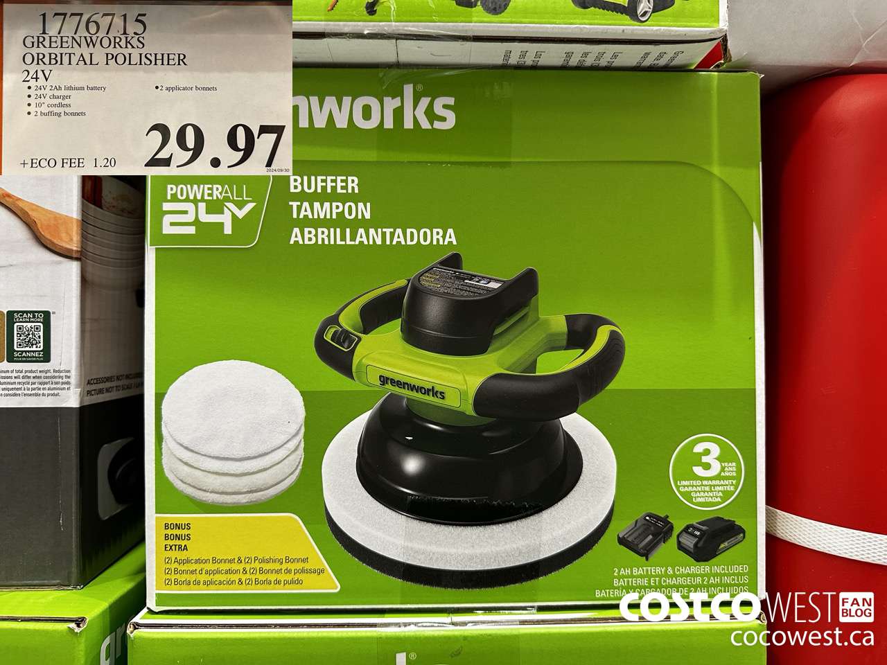 1776715 GREENWORKS ORBITAL POLISHER 24V $29.97