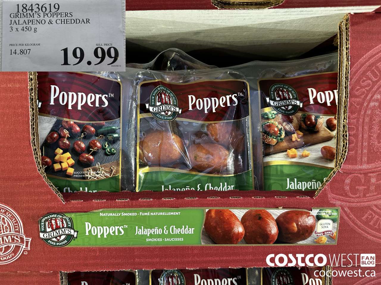 1843619 GRIMM'S POPPERS JALAPENO & CHEDDAR 3 X450G $19.99