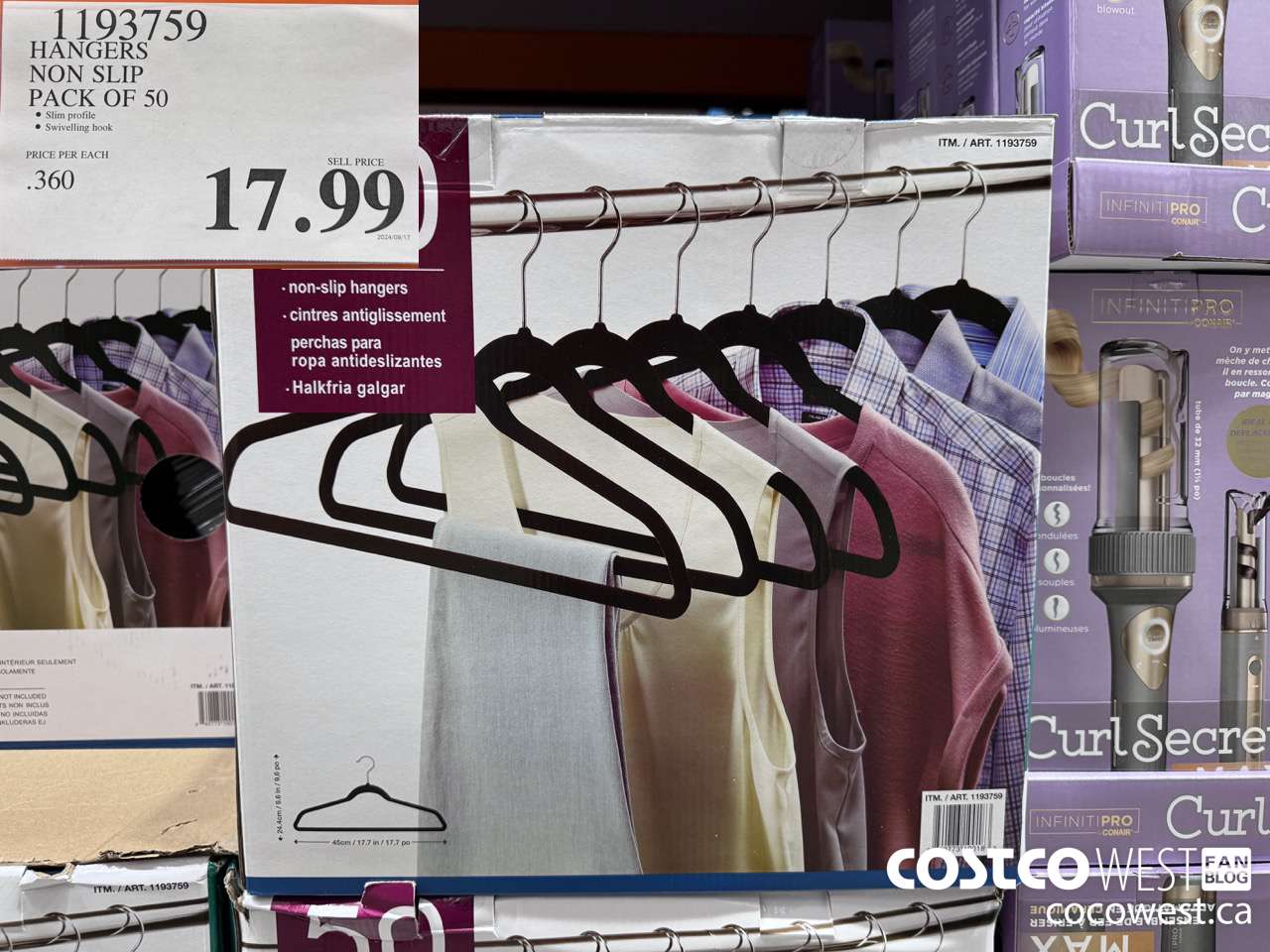 1193759 HANGERS NON SLIP PACK OF 50 $17.99