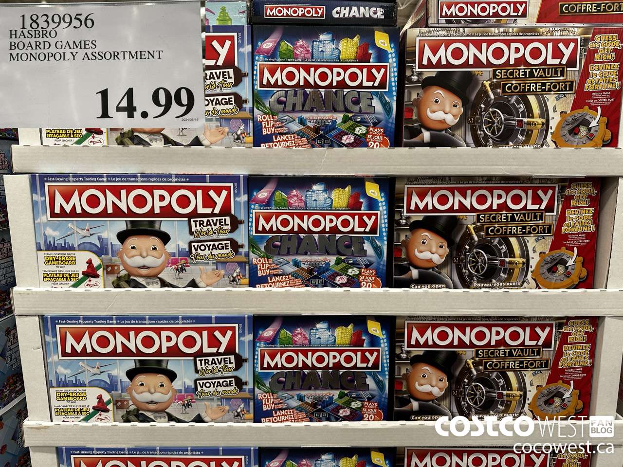 1839956 HASBRO BOARD GAMES MONOPOLY ASSORTMENT $14.99