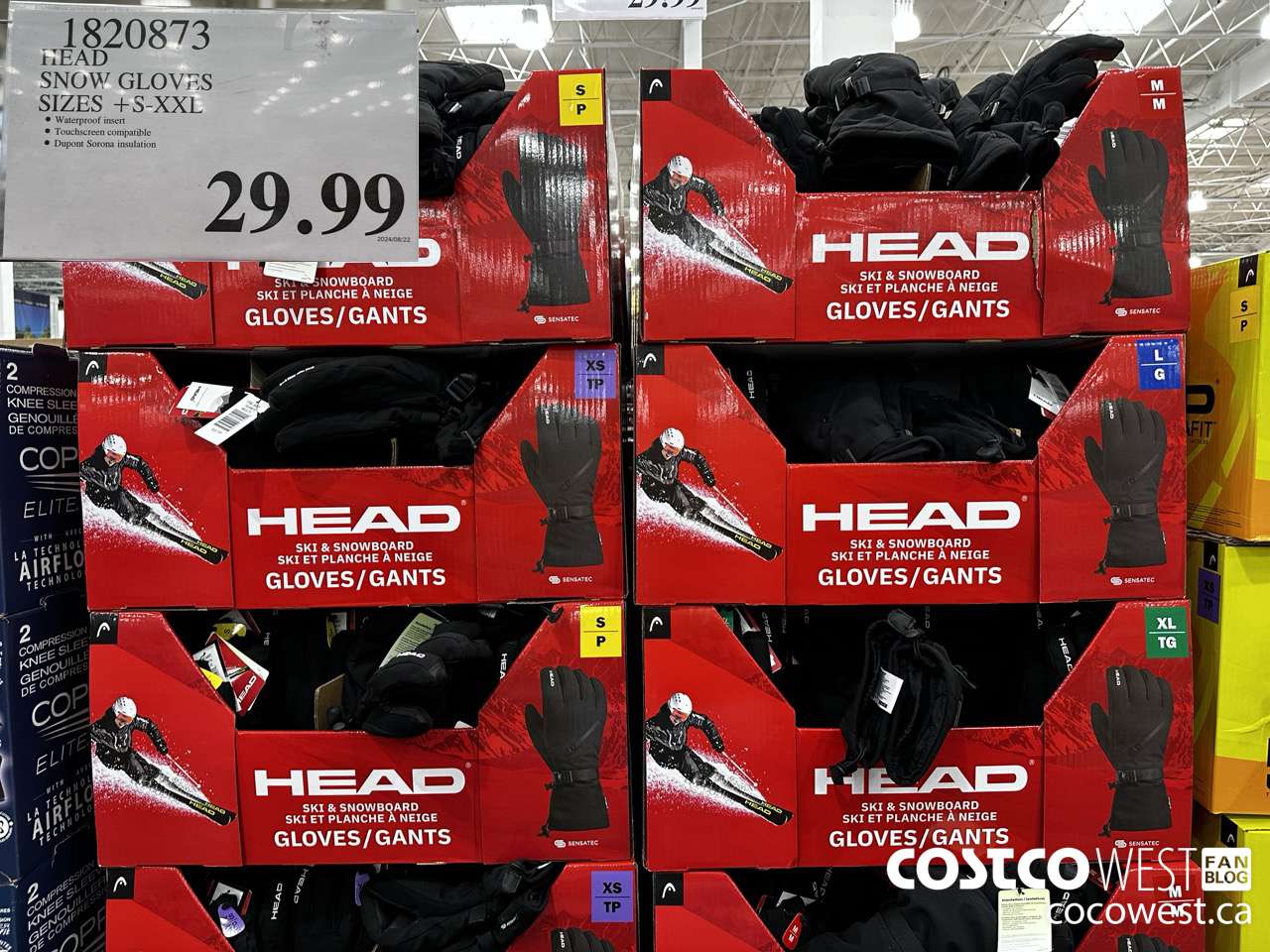 1820873 HEAD SNOW GLOVES SIZES S-XXL $29.99