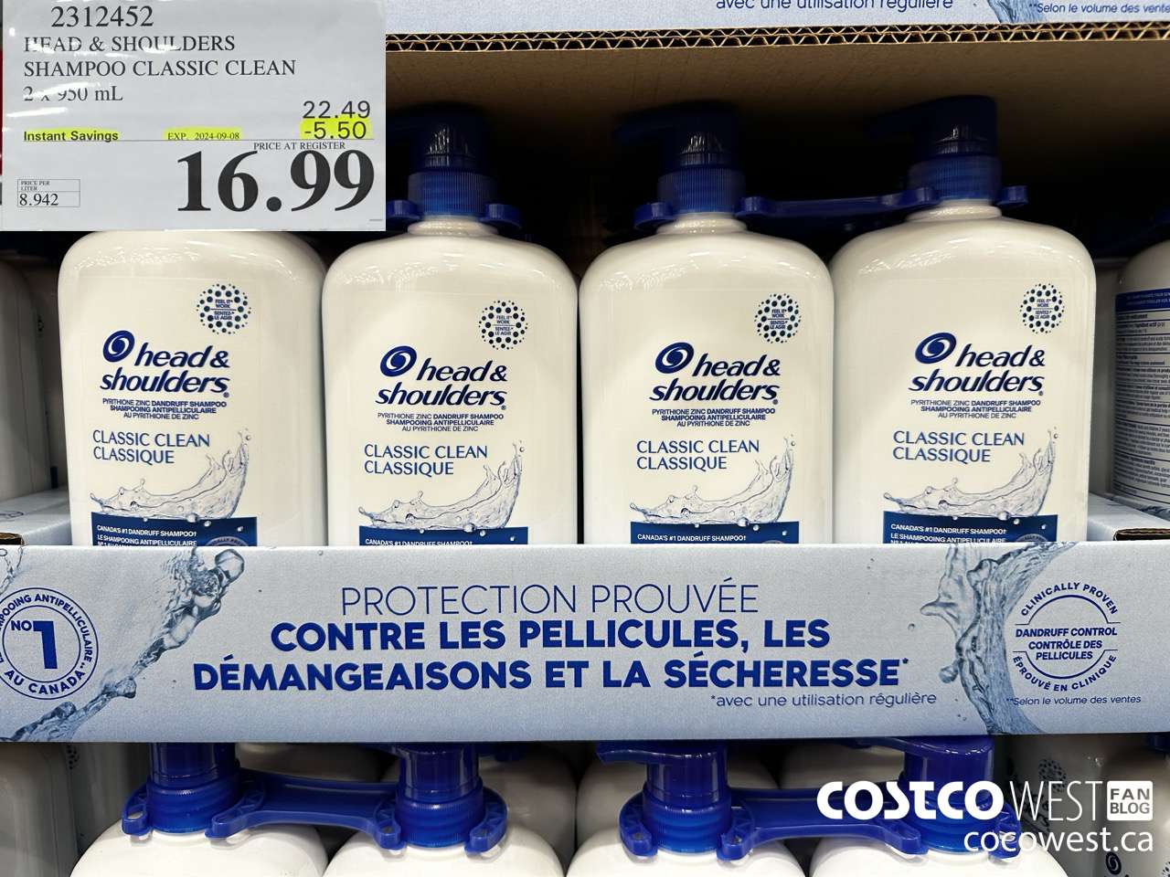 2312452 HEAD & SHOULDERS SHAMPOO CLASSIC CLEAN 2 X 950 ML ($5.50 INSTANT SAVINGS EXPIRES ON 2024-09-08) $16.99