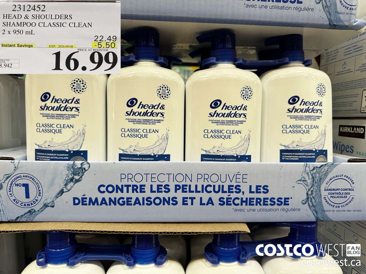2312452 HEAD & SHOULDERS SHAMPOO CLASSIC CLEAN 2 X 950 ML ($5.50 INSTANT SAVINGS EXPIRES ON 2024-09-08) $16.99