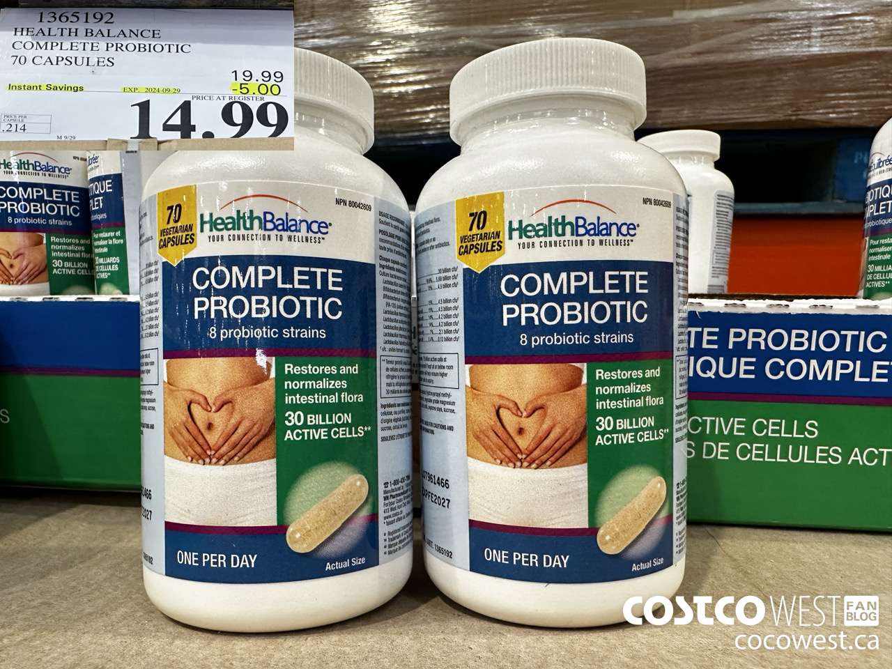 1365192 HEALTH BALANCE COMPLETE PROBIOTIC 70 CAPSULES ($5.00 INSTANT SAVINGS EXPIRES ON 2024-09-29) $14.99