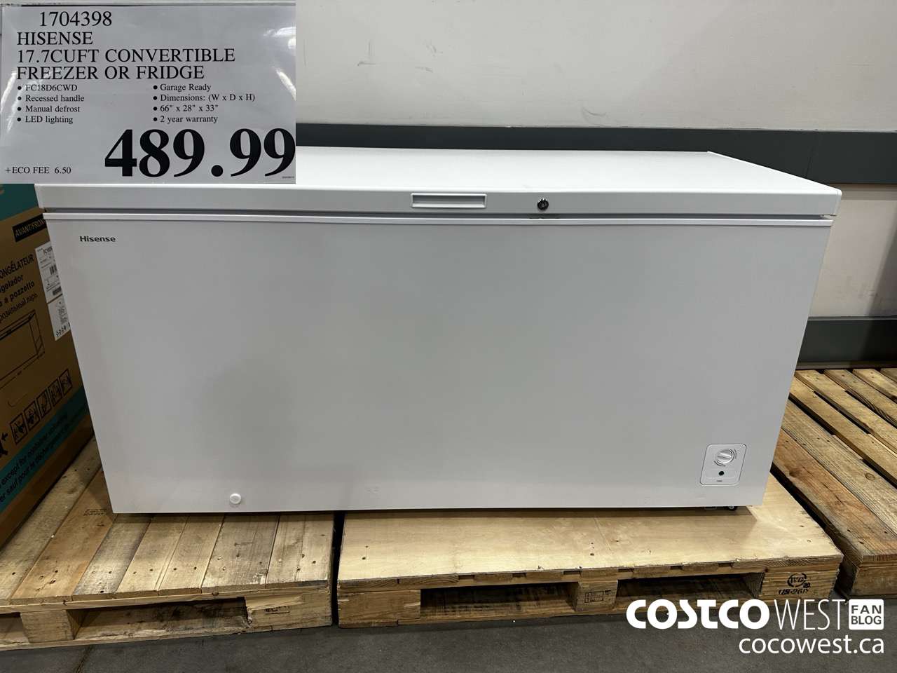 1704398 HISENSE 17.7CUFT CONVERTIBLE FREEZER OR FRIDGE $489.99
