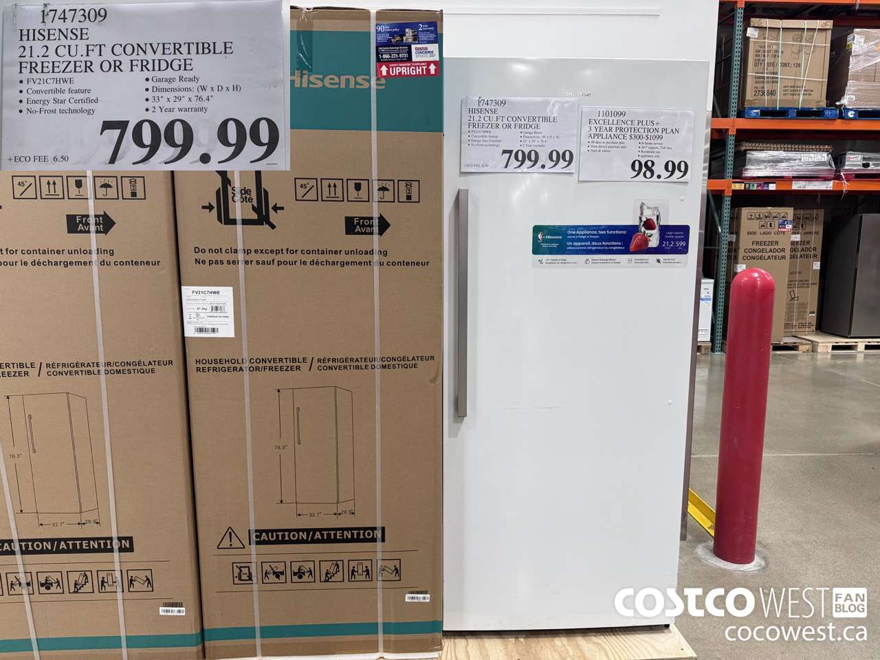 1747309 HISENSE 21.2 CU.FT CONVERTIBLE FREEZER OR FRIDGE $799.99