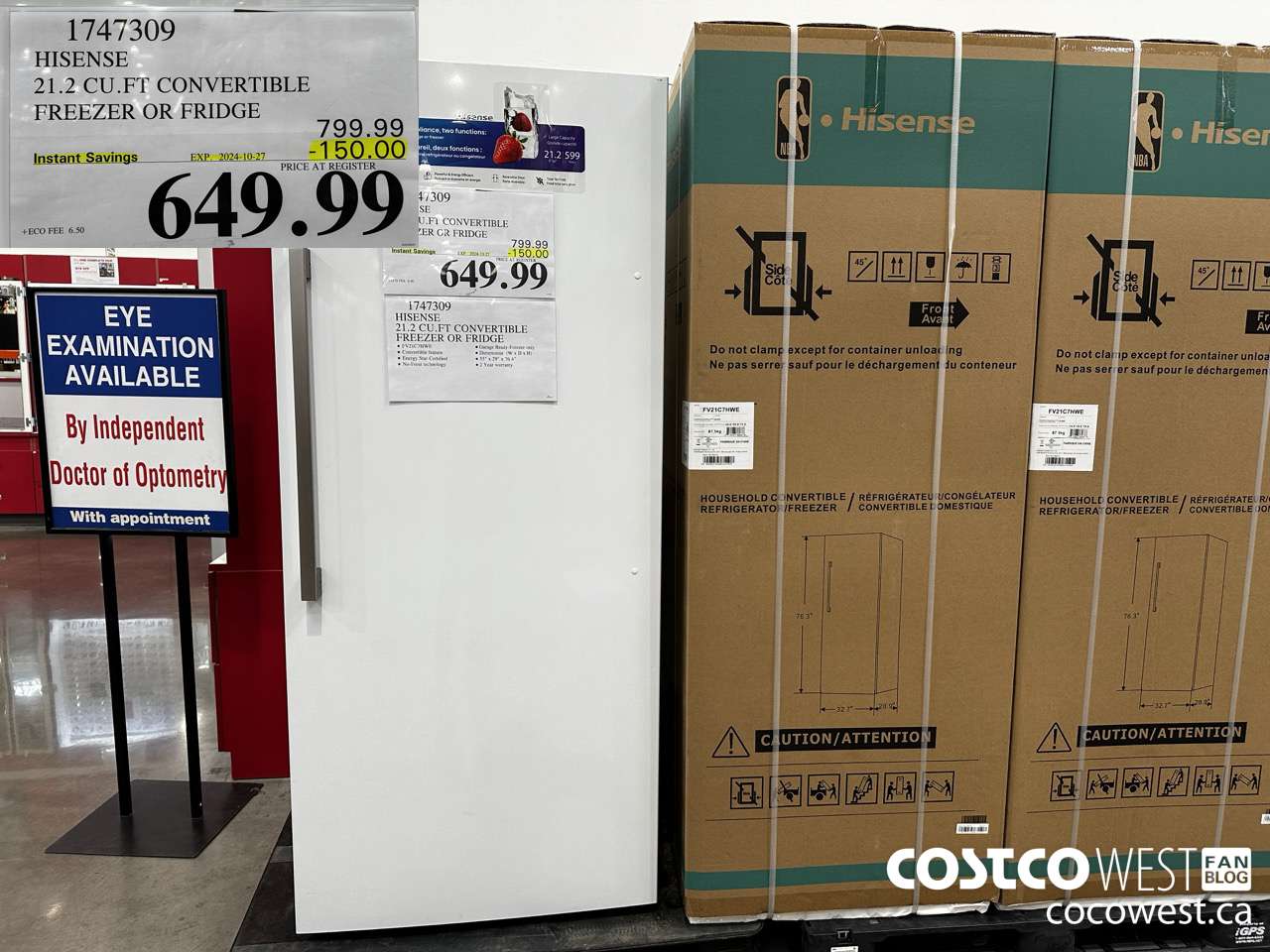 1747309 HISENSE 21.2 CU.FT CONVERTIBLE FREEZER OR FRIDGE ($150.00 INSTANT SAVINGS EXPIRES ON 2024-10-27) $649.99