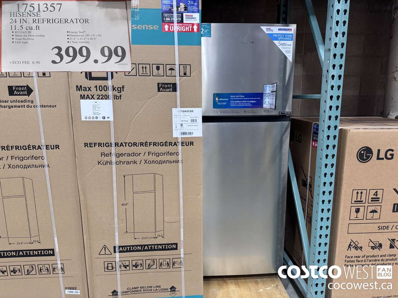 1751357 HISENSE 24 IN. REFRIGERATOR 11.5 CUFT $399.99