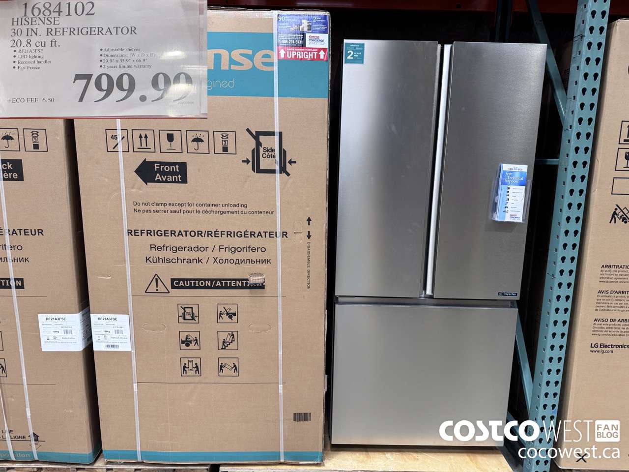 1684102 HISENSE 30 IN. REFRIGERATOR 20.8 CU FT $799.99