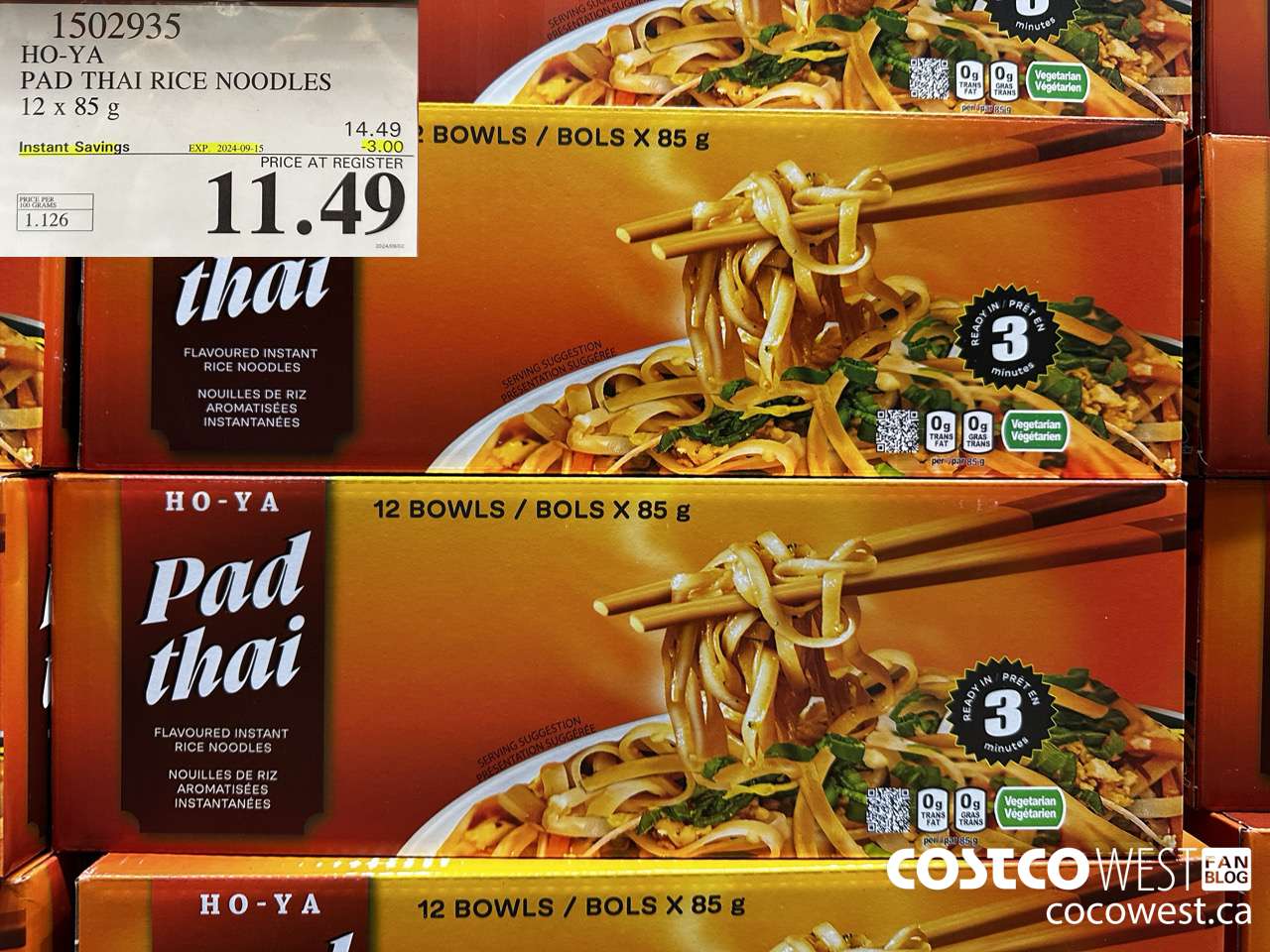 1502935 HO-YA PAD THAI RICE NOODLES 12 X 80 G ($3.00 INSTANT SAVINGS EXPIRES ON 2024-09-15) $11.49