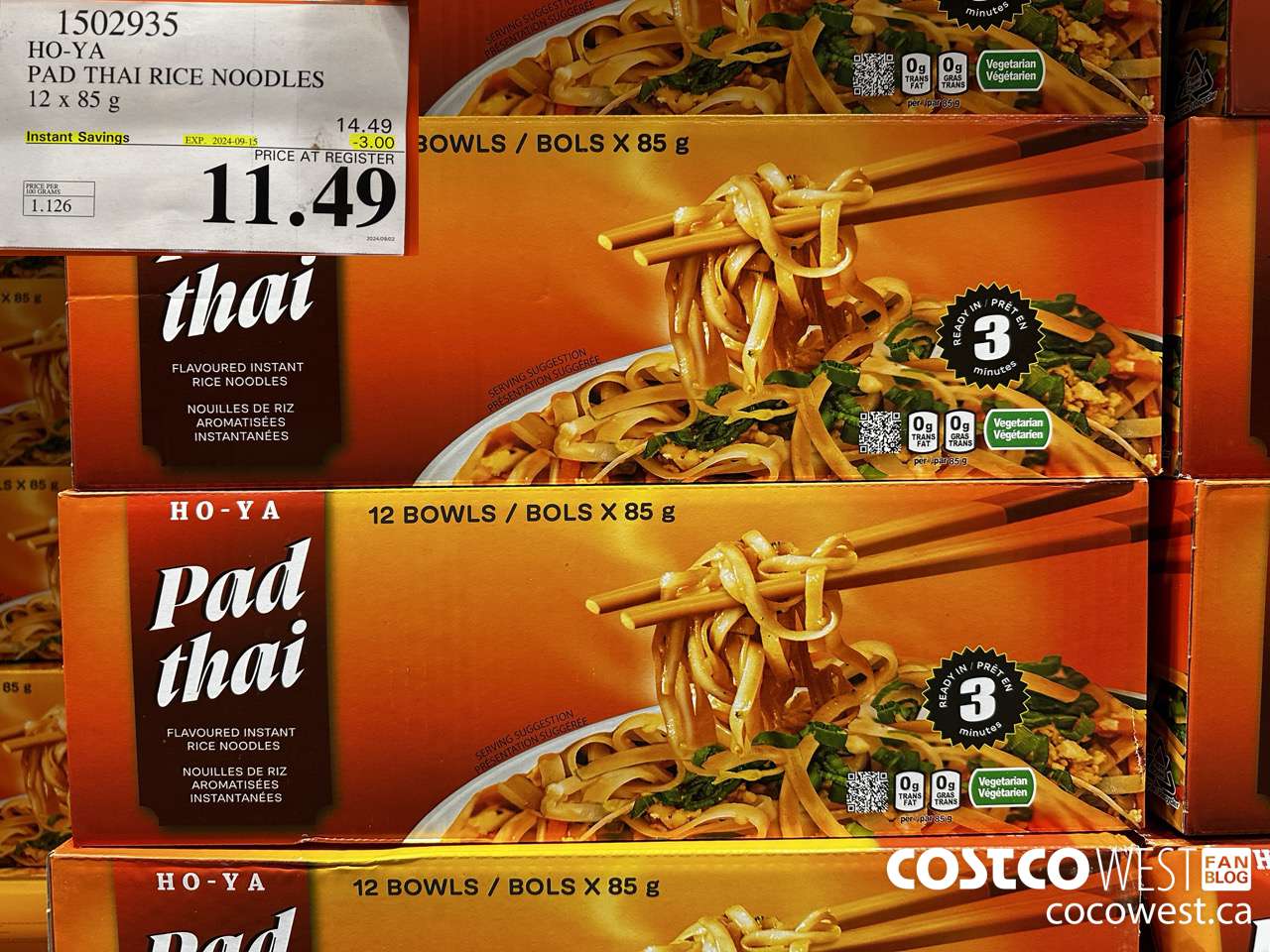 1502935 HO-YA PAD THAI RICE NOODLES 12 X 80 G ($3.00 INSTANT SAVINGS EXPIRES ON 2024-09-15) $11.49
