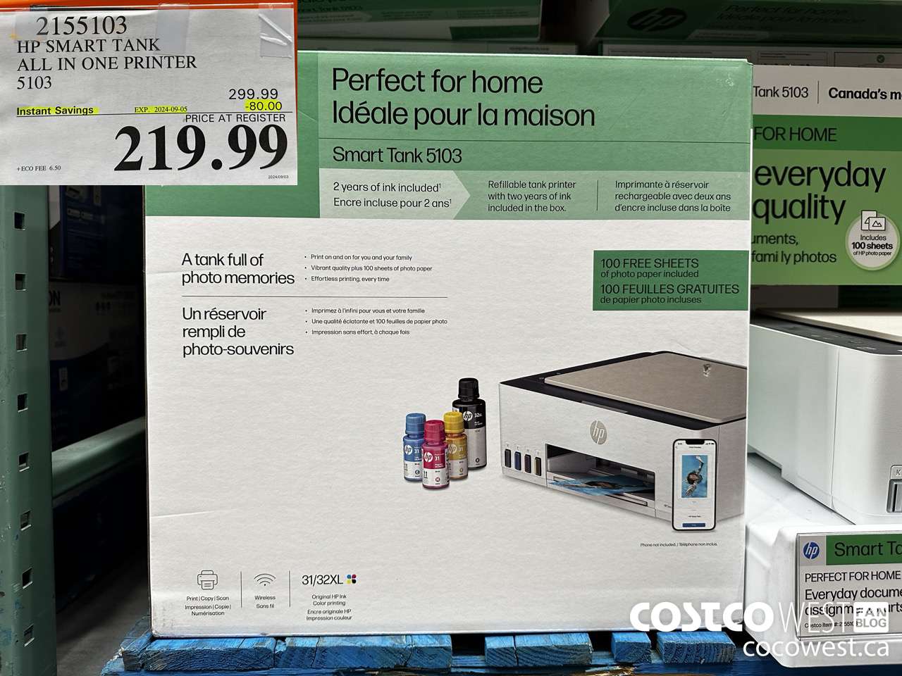 2155103 HP SMART TANK ALL IN ONE PRINTER 5103 ($80.00 INSTANT SAVINGS EXPIRES ON 2024-09-05) $219.99