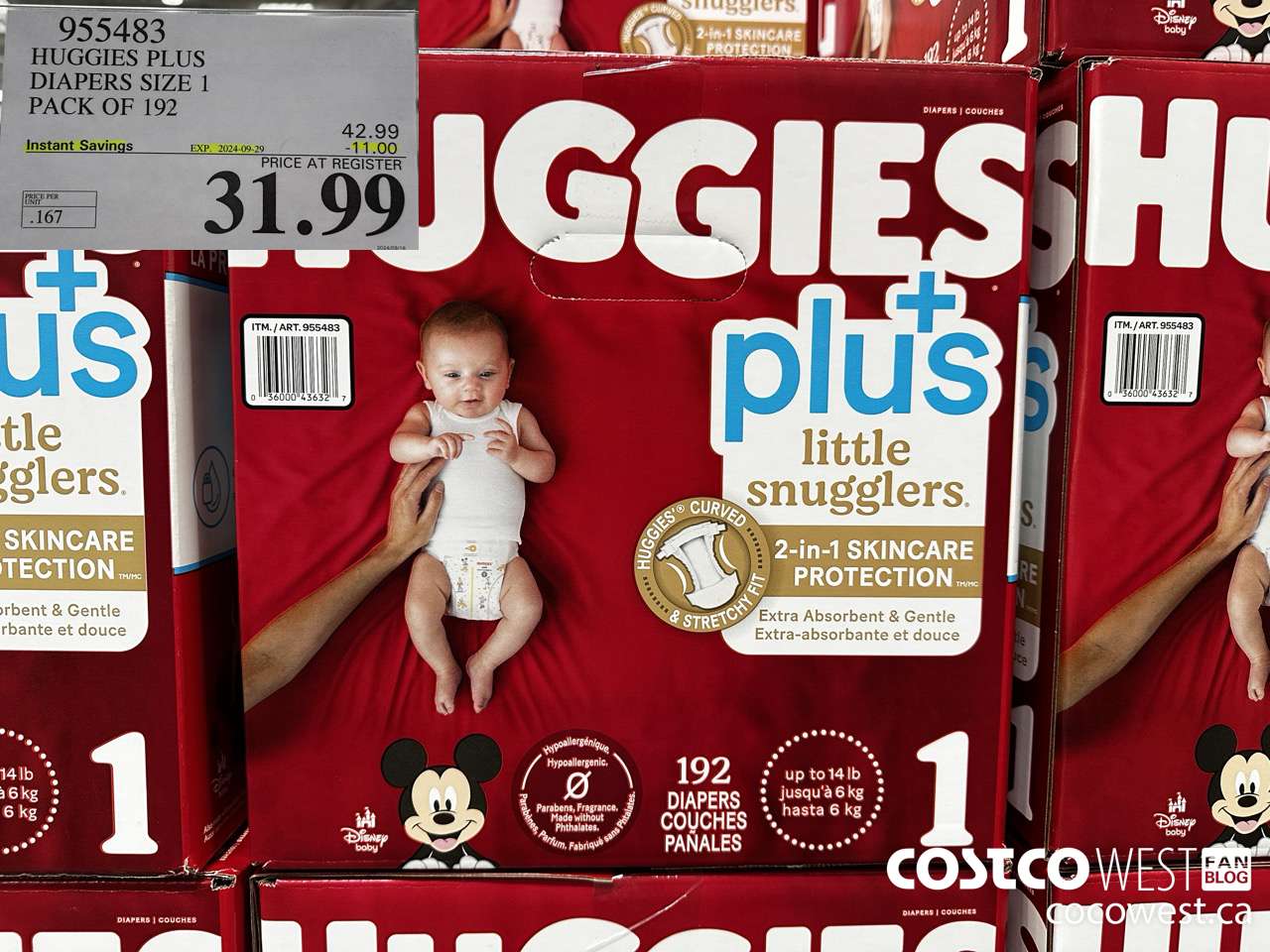 955483 HUGGIES LITTLE SNUGGLE SIZE 1 DIAPERS PACK OF 192 ($11.00 INSTANT SAVINGS EXPIRES ON 2024-09-29) $31.99