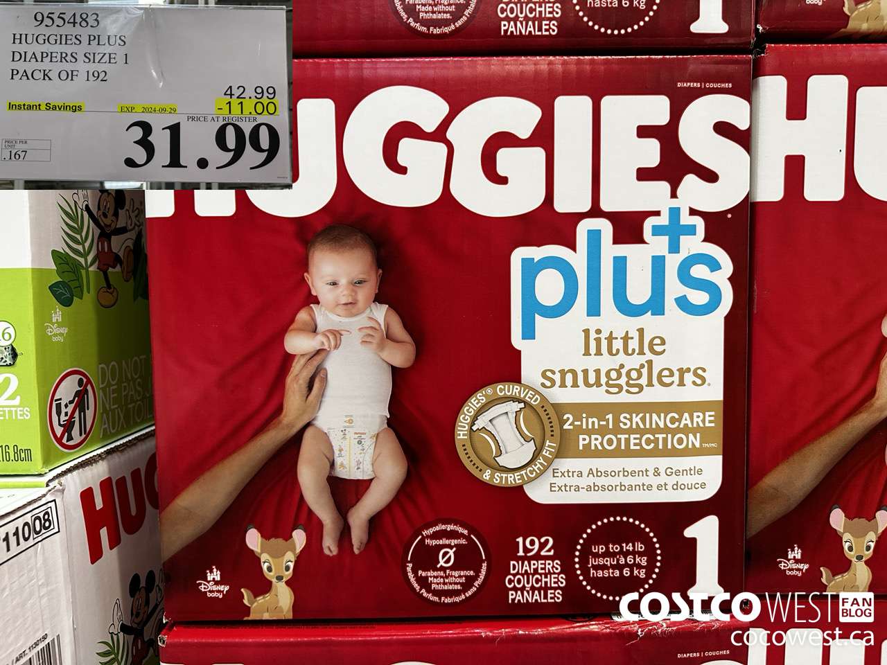 955483 HUGGIES LITTLE SNUGGLE SIZE 1 DIAPERS PACK OF 192 ($11.00 INSTANT SAVINGS EXPIRES ON 2024-09-29) $31.99