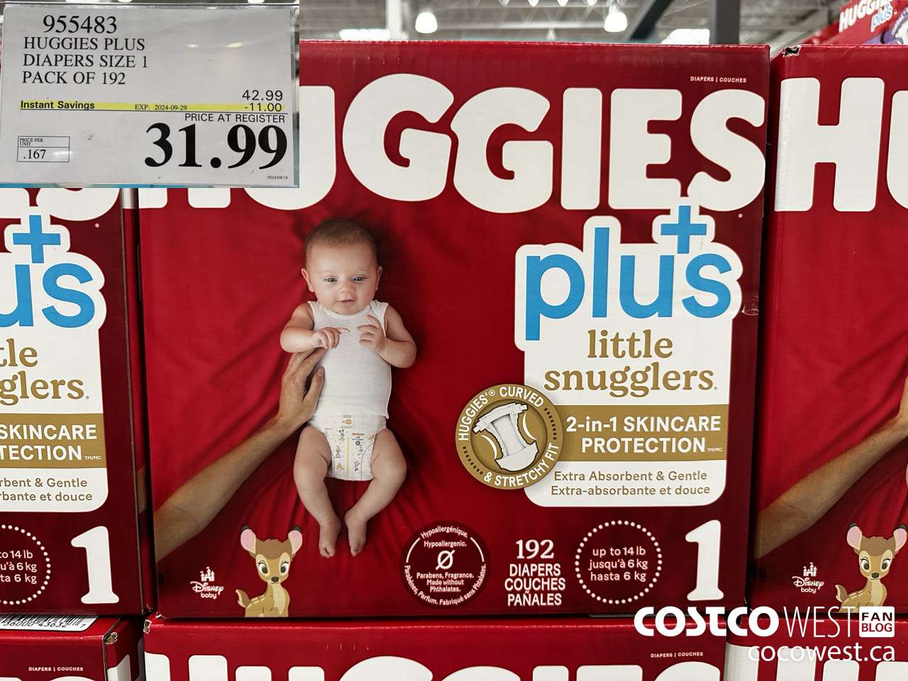 955483 HUGGIES LITTLE SNUGGLE SIZE 1 DIAPERS PACK OF 192 ($11.00 INSTANT SAVINGS EXPIRES ON 2024-09-29) $31.99