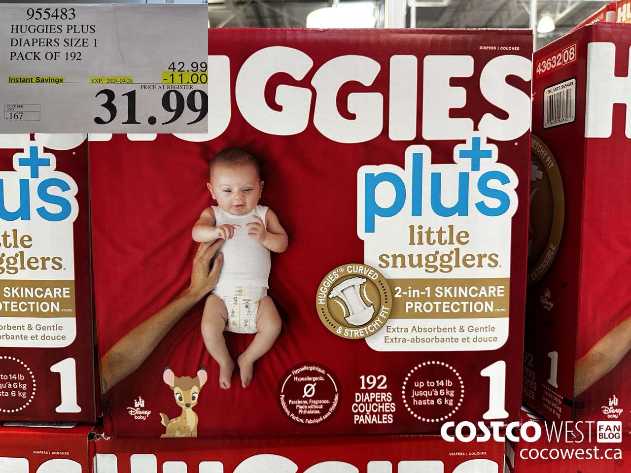 955483 HUGGIES LITTLE SNUGGLE SIZE 1 DIAPERS PACK OF 192 ($11.00 INSTANT SAVINGS EXPIRES ON 2024-09-29) $31.99