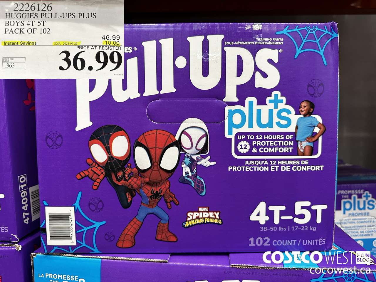 2226126 HUGGIES PULL-UPS PLUS BOYS 4T-5T PACK OF 102 ($10.00 INSTANT SAVINGS EXPIRES ON 2024-09-29) $36.99