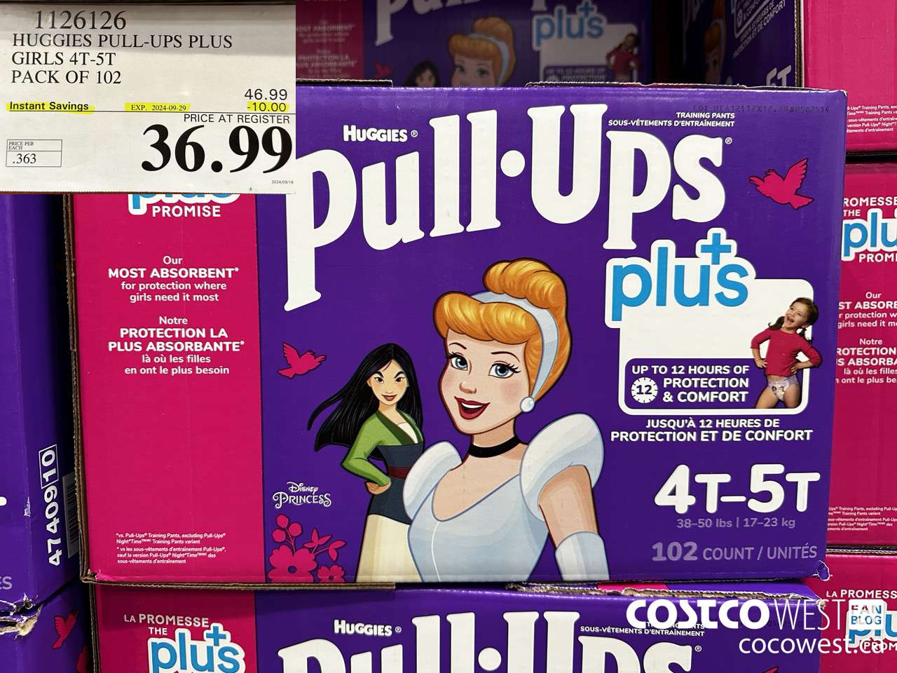 1126126 HUGGIES PULL-UPS PLUS GIRLS 4T-5T PACK OF 102 ($10.00 INSTANT SAVINGS EXPIRES ON 2024-09-29) $36.99