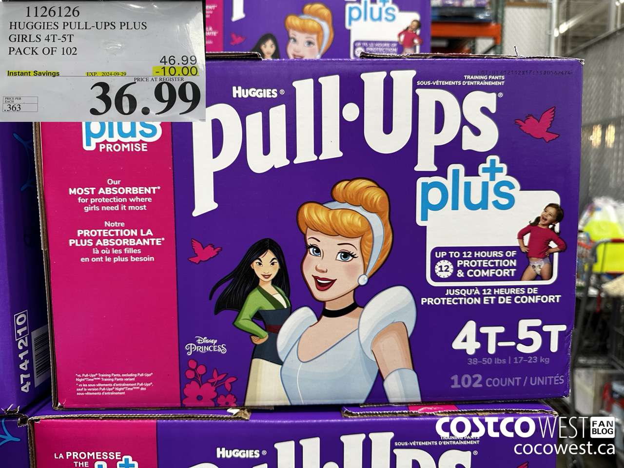 1126126 HUGGIES PULL-UPS PLUS GIRLS 4T-5T PACK OF 102 ($10.00 INSTANT SAVINGS EXPIRES ON 2024-09-29) $36.99