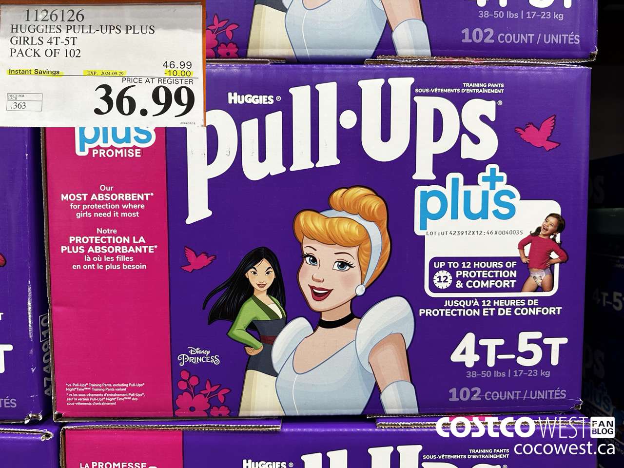 1126126 HUGGIES PULL-UPS PLUS GIRLS 4T-5T PACK OF 102 ($10.00 INSTANT SAVINGS EXPIRES ON 2024-09-29) $36.99