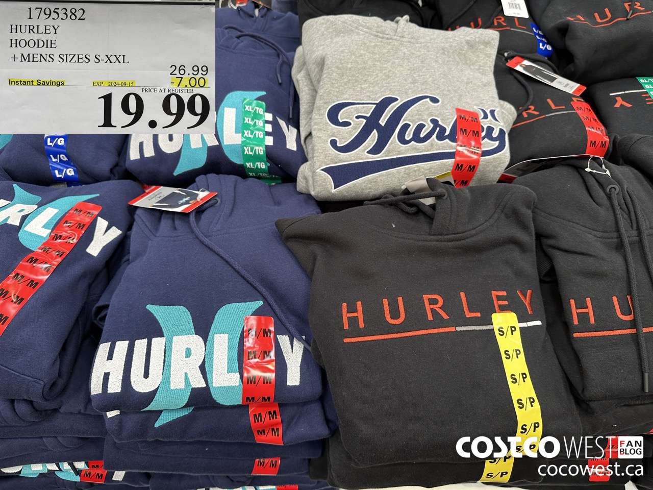 1795382 HURLEY HOODIE MENS SIZES S-XXL ($7.00 INSTANT SAVINGS EXPIRES ON 2024-09-15) $19.99