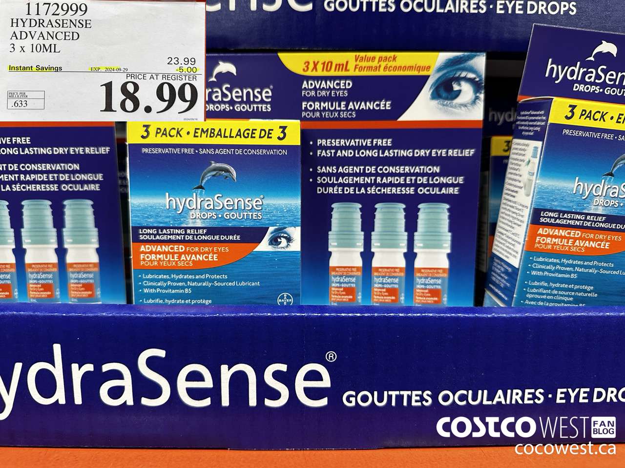 1172999 HYDRASENSE ADVANCED 3 x 10ML ($5.00 INSTANT SAVINGS EXPIRES ON 2024-09-29) $18.99