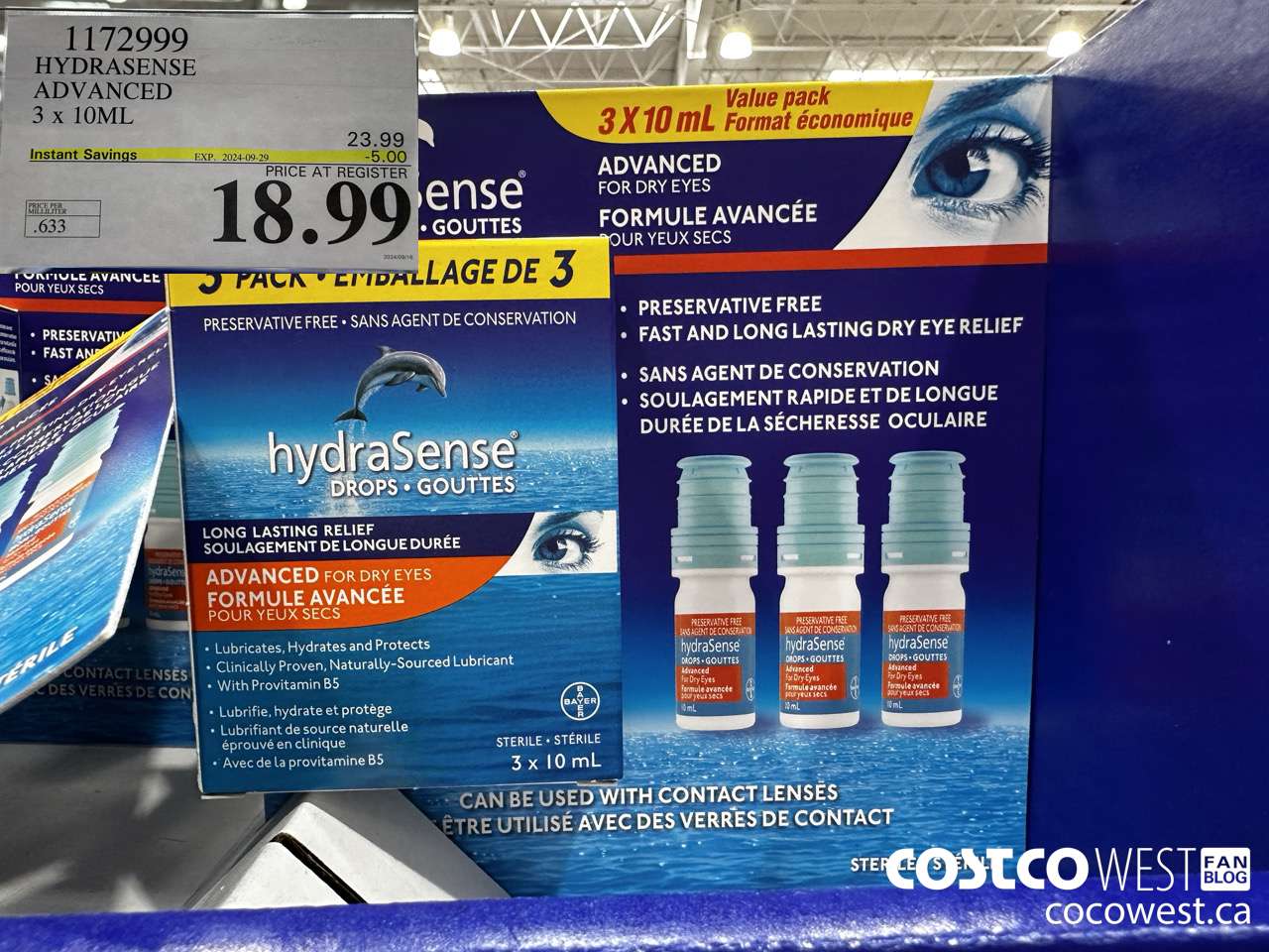 1172999 HYDRASENSE ADVANCED 3 x 10ML ($5.00 INSTANT SAVINGS EXPIRES ON 2024-09-29) $18.99