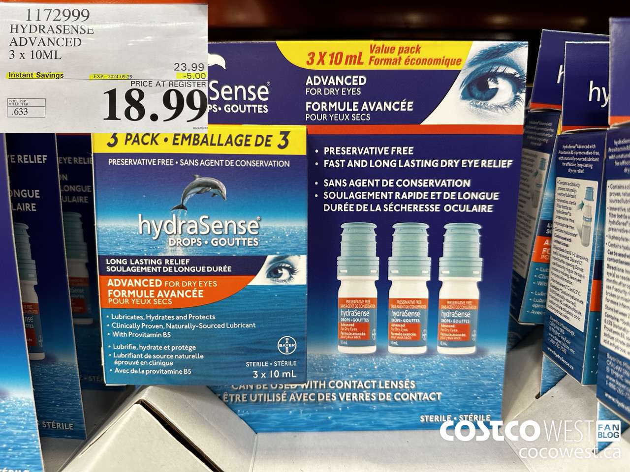 1172999 HYDRASENSE ADVANCED 3 x 10ML ($5.00 INSTANT SAVINGS EXPIRES ON 2024-09-29) $18.99