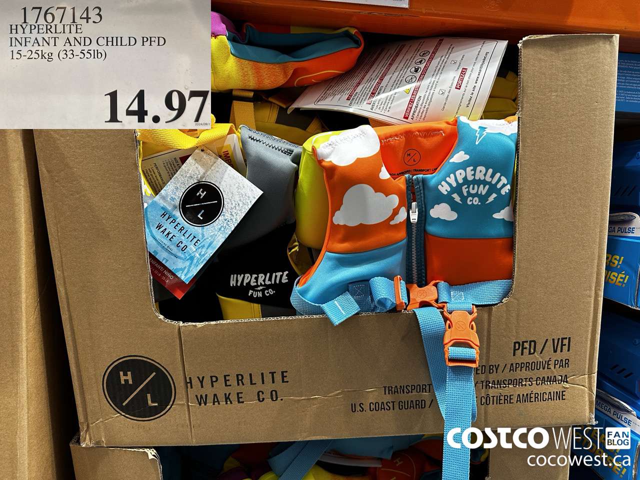 1767143 HYPERLITE INFANT AND CHILD PFD 15-25kg (33-55LB)  $14.97